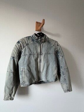 ACID wash denim motorcyle jacket